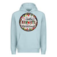 Blue Mist christmas santas favorite phlebotomist light Premium Hoodie - AdoDesignShop