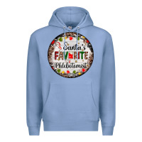 Colony Blue christmas santas favorite phlebotomist light Premium Hoodie - AdoDesignShop