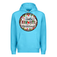Ocean Blue christmas santas favorite phlebotomist light Premium Hoodie - AdoDesignShop