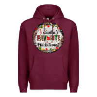 Burgundy christmas santas favorite phlebotomist light Premium Hoodie - AdoDesignShop