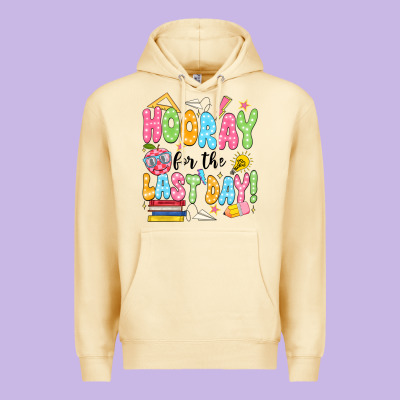 Hooray For The Last Day Black Premium Hoodie Designed By Jahusdesignshop