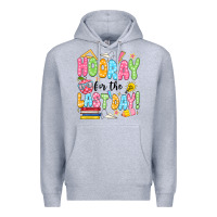 Heather Grey hooray for the last day black Premium Hoodie - JahusDesignShop