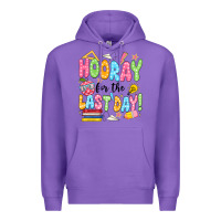 Purple hooray for the last day black Premium Hoodie - JahusDesignShop
