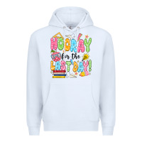 White hooray for the last day black Premium Hoodie - JahusDesignShop