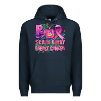 Navy halloween boo with cancer ribbon breast cancer sca Premium Hoodie - AdoDesignShop