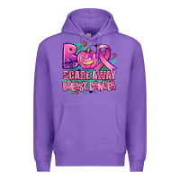Purple halloween boo with cancer ribbon breast cancer sca Premium Hoodie - AdoDesignShop