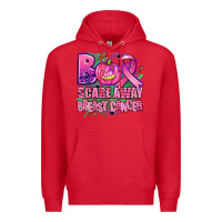 Red halloween boo with cancer ribbon breast cancer sca Premium Hoodie - AdoDesignShop