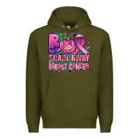 Army Green halloween boo with cancer ribbon breast cancer sca Premium Hoodie - AdoDesignShop