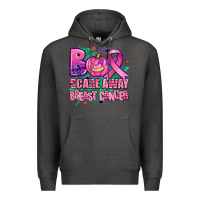 Charcoal Heather halloween boo with cancer ribbon breast cancer sca Premium Hoodie - AdoDesignShop