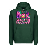 Sports Green halloween boo with cancer ribbon breast cancer sca Premium Hoodie - AdoDesignShop