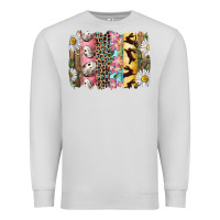 Dove Grey Easter Brushstroke With Quail Eggs Daisy And Bunny Premium Sweatshirt - RanaPortraitStore