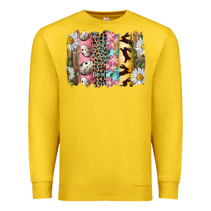 Easter Brushstroke With Quail Eggs Daisy And Bunny Premium Sweatshirt by RanaPortraitStore | Teevron