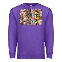 Purple Easter Brushstroke With Quail Eggs Daisy And Bunny Premium Sweatshirt - RanaPortraitStore