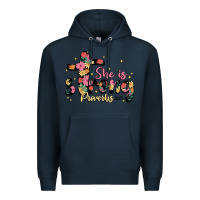 Navy she is strong proverbs 31 25 Premium Hoodie - JahusDesignShop