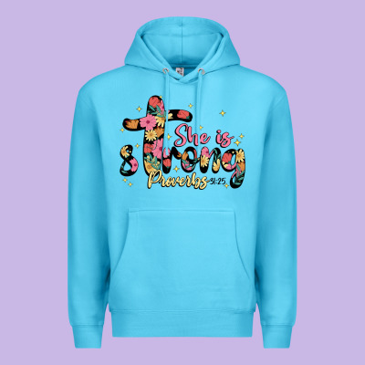 She Is Strong Proverbs 31 25 Premium Hoodie Designed By Jahusdesignshop