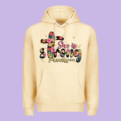 She Is Strong Proverbs 31 25 Premium Hoodie Designed By Jahusdesignshop