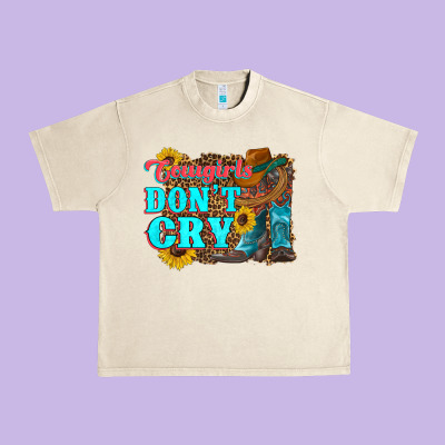 Cowgirls Don't Crty Boots Hat Sunflowers Urban Heavy Tee Designed By Artiststas
