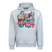 Heather Grey life happens coffee  helps Urban Hoodie - AdoDesignShop