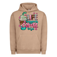 Pigment Burro life happens coffee  helps Urban Hoodie - AdoDesignShop