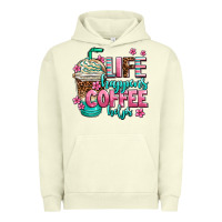 Pigment Pistachio life happens coffee  helps Urban Hoodie - AdoDesignShop