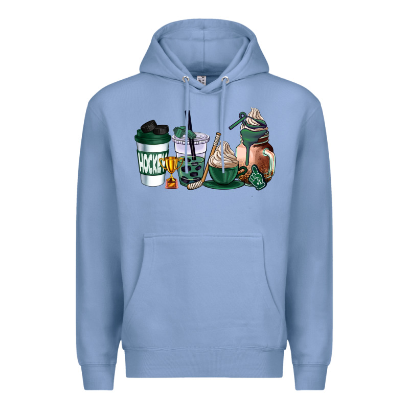 Hunter Green Hockey Coffee Cups Premium Hoodie by AdoDesignShop | Teevron