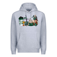 Heather Grey hunter green hockey coffee cups Premium Hoodie - AdoDesignShop