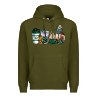 Army Green hunter green hockey coffee cups Premium Hoodie - AdoDesignShop