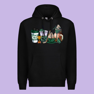 Hunter Green Hockey Coffee Cups Premium Hoodie Designed By Adodesignshop