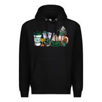 Black hunter green hockey coffee cups Premium Hoodie - AdoDesignShop