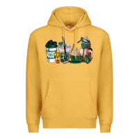 Mustard hunter green hockey coffee cups Premium Hoodie - AdoDesignShop