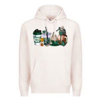 Pale Pink hunter green hockey coffee cups Premium Hoodie - AdoDesignShop