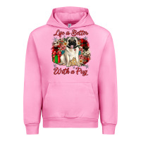Fuchsia Pink Christmas life is better with a pug Urban Hoodie - JahusDesignShop