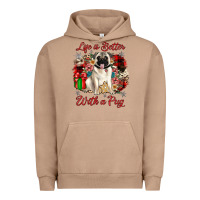 Pigment Burro Christmas life is better with a pug Urban Hoodie - JahusDesignShop