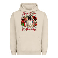 Pigment French Oak Christmas life is better with a pug Urban Hoodie - JahusDesignShop