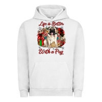 Pigment Lunar Rock Christmas life is better with a pug Urban Hoodie - JahusDesignShop