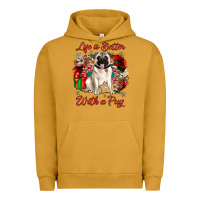 Pigment Peanut Butter Christmas life is better with a pug Urban Hoodie - JahusDesignShop
