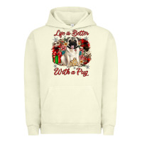 Pigment Pistachio Christmas life is better with a pug Urban Hoodie - JahusDesignShop