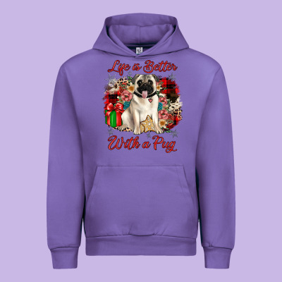 Christmas Life Is Better With A Pug Urban Hoodie Designed By Jahusdesignshop
