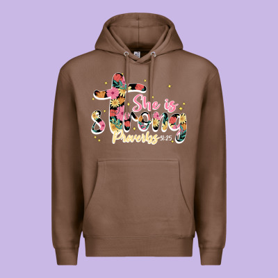 She Is Strong Proverbs 31 25 Premium Hoodie Designed By Jahusdesignshop
