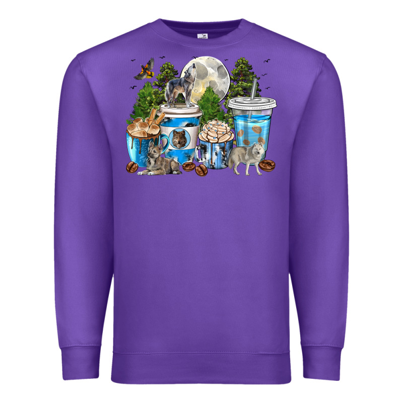Wolf Coffee Cups Premium Sweatshirt by texasbilliewilder | Teevron