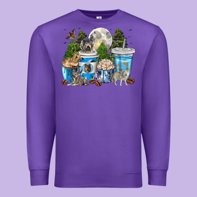 Wolf Coffee Cups Premium Sweatshirt Designed By Texasbilliewilder
