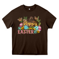 Chocolate Brown Happy Easter Heavy Core Tee - LillyAllenDesigns