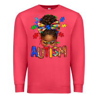 Cardinal Autism Awareness afro messy bu Premium Sweatshirt - texasbilliewilder