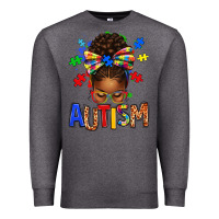 Charcoal Heather Autism Awareness afro messy bu Premium Sweatshirt - texasbilliewilder