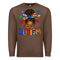 Chestnut Autism Awareness afro messy bu Premium Sweatshirt - texasbilliewilder