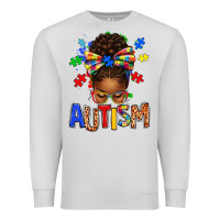 Dove Grey Autism Awareness afro messy bu Premium Sweatshirt - texasbilliewilder