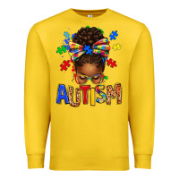 Lemon Autism Awareness afro messy bu Premium Sweatshirt - texasbilliewilder