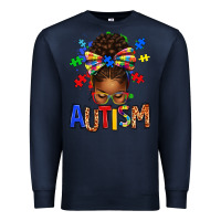 Navy Autism Awareness afro messy bu Premium Sweatshirt - texasbilliewilder