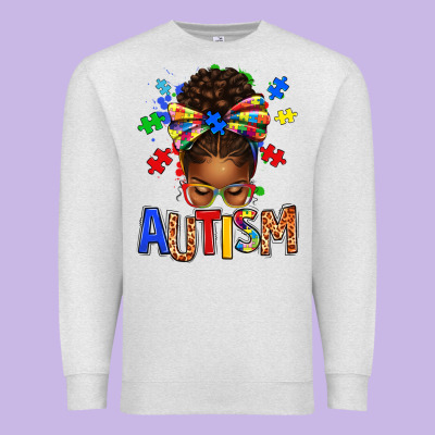 Autism Awareness Afro Messy Bu Premium Sweatshirt Designed By Texasbilliewilder