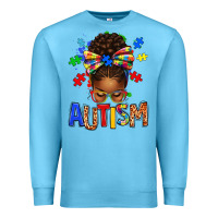 Ocean Blue Autism Awareness afro messy bu Premium Sweatshirt - texasbilliewilder